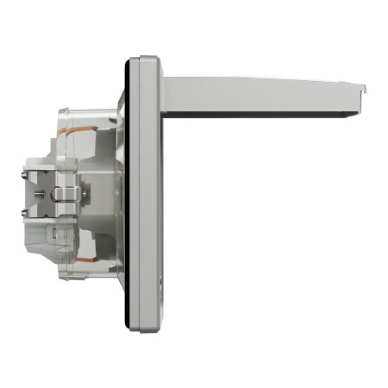 Розетка Schneider Asfora IP44 с заземлением, крышкой и шторками алюминий EPH3100361