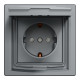 Розетка Schneider Asfora IP44 с заземлением, крышкой и шторками сталь EPH3100362