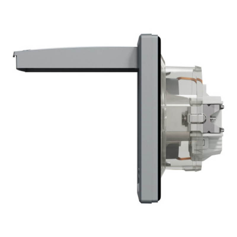 Розетка Schneider Asfora IP44 с заземлением, крышкой и шторками сталь EPH3100362