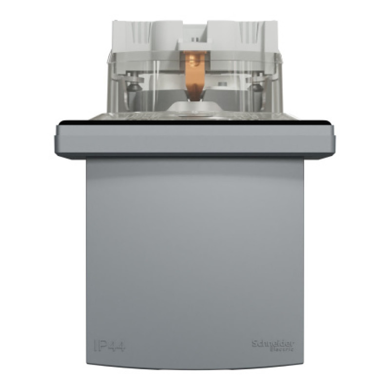 Розетка Schneider Asfora IP44 с заземлением, крышкой и шторками сталь EPH3100362