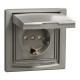 Розетка Schneider Asfora IP44 с заземлением, крышкой и шторками бронза EPH3100369