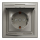 Розетка Schneider Asfora IP44 с заземлением, крышкой и шторками бронза EPH3100369
