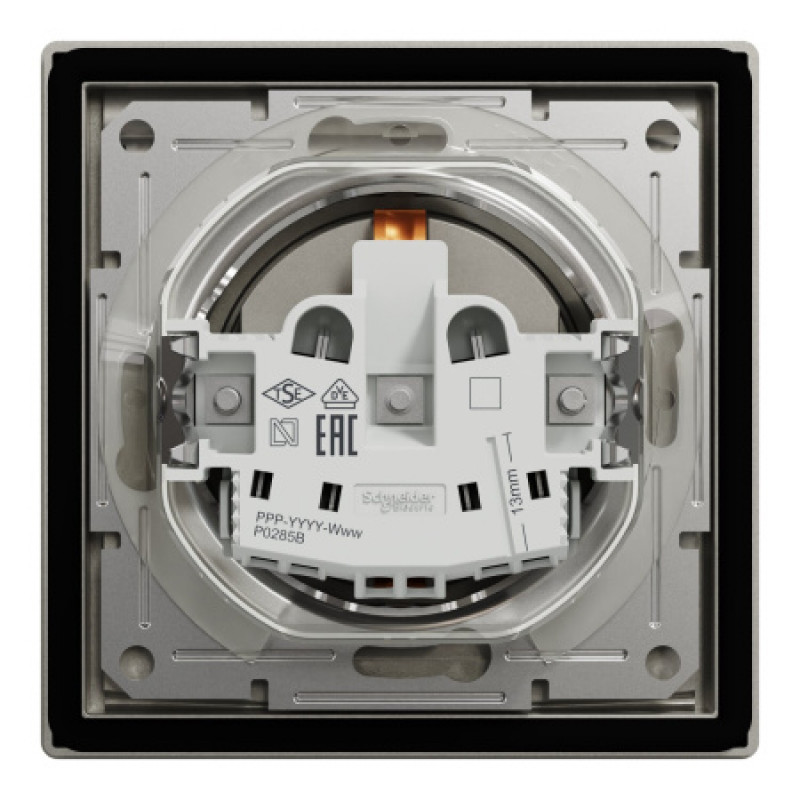 Розетка Schneider Asfora IP44 с заземлением, крышкой и шторками бронза EPH3100369