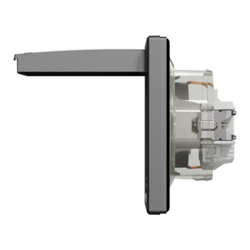 Розетка Schneider Asfora IP44 с заземлением, крышкой и шторками антрацит EPH3100371