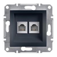 Розетка телефонная Schneider Asfora двойная RJ11 4 контакта антрацит EPH4200171