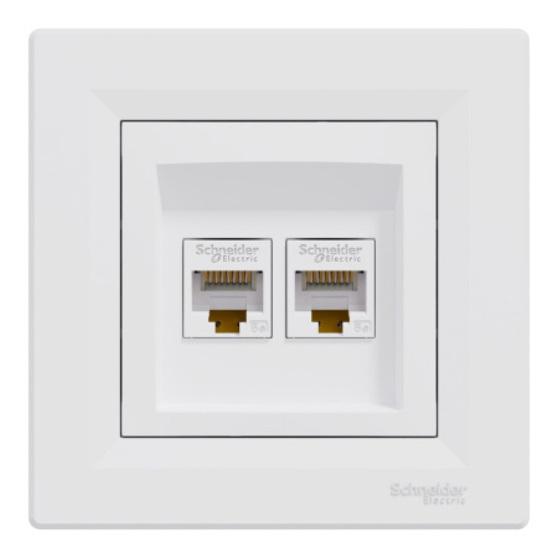Розетка компьютерная Schneider Asfora двойная RJ45 UTP кат5е белая EPH4400121