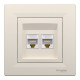 Розетка компьютерная Schneider Asfora двойная RJ45 UTP кат5е кремовая EPH4400123