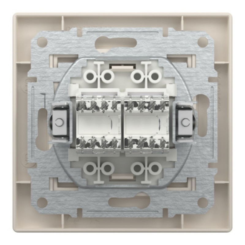 Розетка компьютерная Schneider Asfora двойная RJ45 UTP кат5е кремовая EPH4400123