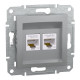 Розетка компьютерная Schneider Asfora двойная RJ45 UTP кат5е алюминий EPH4400161