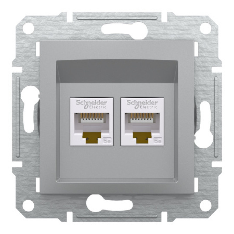 Розетка компьютерная Schneider Asfora двойная RJ45 UTP кат5е алюминий EPH4400161
