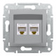 Розетка компьютерная Schneider Asfora двойная RJ45 UTP кат5е алюминий EPH4400161