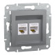 Розетка компьютерная Schneider Asfora двойная RJ45 UTP кат5е сталь EPH4400162