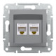 Розетка компьютерная Schneider Asfora двойная RJ45 UTP кат5е сталь EPH4400162
