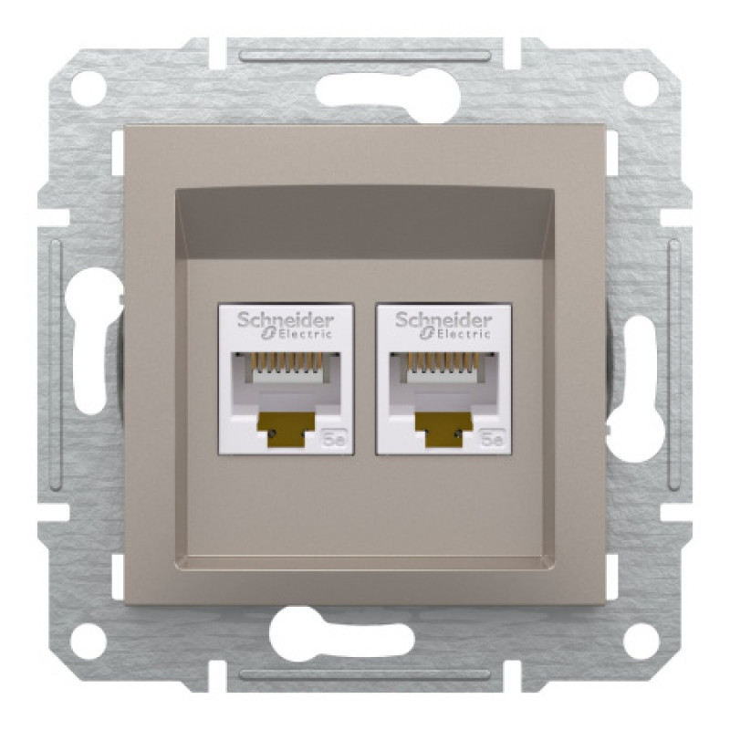 Розетка компьютерная Schneider Asfora двойная RJ45 UTP кат5е бронза EPH4400169