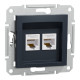 Розетка компьютерная Schneider Asfora двойная RJ45 UTP кат5е антрацит EPH4400171