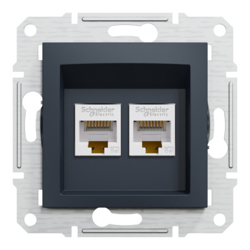 Розетка компьютерная Schneider Asfora двойная RJ45 UTP кат5е антрацит EPH4400171