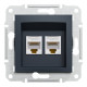 Розетка компьютерная Schneider Asfora двойная RJ45 UTP кат5е антрацит EPH4400171
