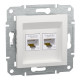 Розетка компьютерная Schneider Asfora двойная RJ45 UTP кат5е без рамки белая EPH4470121