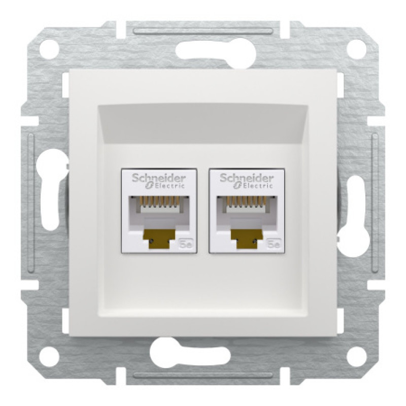 Розетка компьютерная Schneider Asfora двойная RJ45 UTP кат5е без рамки белая EPH4470121