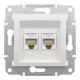 Розетка компьютерная Schneider Asfora двойная RJ45 UTP кат5е без рамки белая EPH4470121