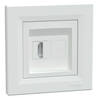 Разъем HDMI Schneider Asfora механизм с суппортом с рамкой белый EPH4500121
