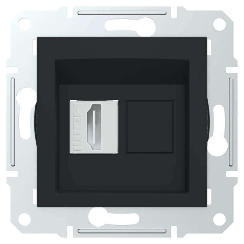 Разъем HDMI Schneider Asfora механизм с суппортом без рамки антрацит EPH4500171