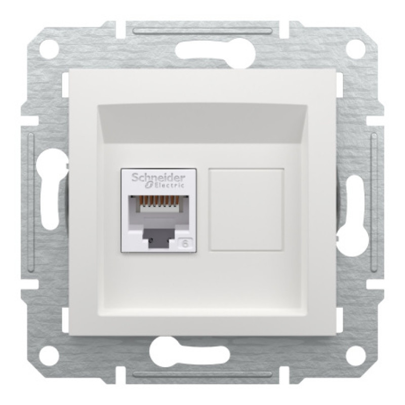 Розетка компьютерная Schneider Asfora RJ45 UTP кат6 без рамки белая EPH4770121