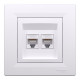 Розетка компьютерная Schneider Asfora двойная RJ45 UTP кат6 белая EPH4800121