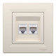 Розетка компьютерная Schneider Asfora двойная RJ45 UTP кат6 кремовая EPH4800123