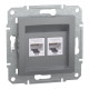 Розетка компьютерная Schneider Asfora двойная RJ45 UTP кат6 сталь EPH4800162