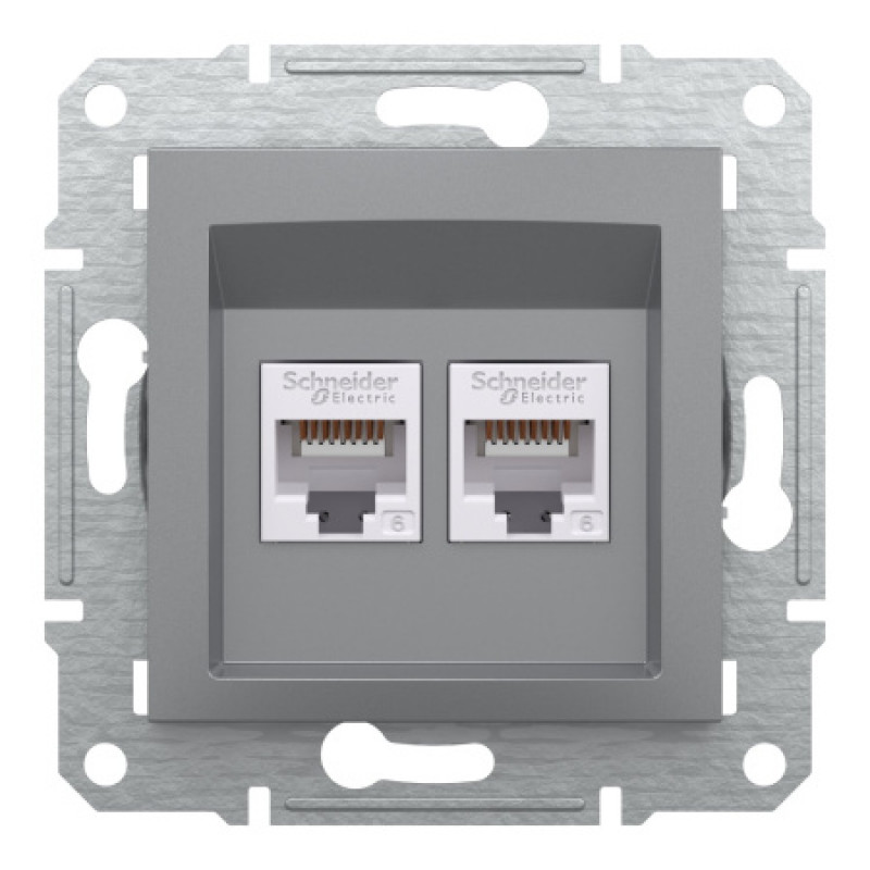 Розетка компьютерная Schneider Asfora двойная RJ45 UTP кат6 сталь EPH4800162