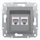 Розетка компьютерная Schneider Asfora двойная RJ45 UTP кат6 сталь EPH4800162
