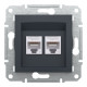 Розетка компьютерная Schneider Asfora двойная RJ45 UTP кат6 антрацит EPH4800171