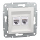 Розетка компьютерная Schneider Asfora двойная RJ45 UTP кат6 без рамки белая EPH4870121