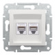 Розетка компьютерная Schneider Asfora двойная RJ45 UTP кат6 без рамки белая EPH4870121