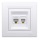 Розетка Schneider Asfora компьютерная RJ45 кат5е и телефонная RJ12 белая EPH4900121