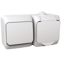 Набор розетка с заземлением+выключатель Schneider Asfora Cedar Plus IP44 белый WDE000500