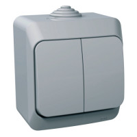 Выключатель Schneider Cedar Plus 2-клавишный IP44 накладной серый WDE000650