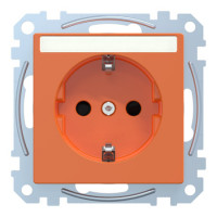Розетка с заземлением, шторками и маркировкой 16а Schneider SysM оранжевый MEG2302-0302