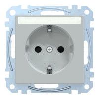 Розетка с заземлением, шторками и маркировкой 16а Schneider SysM светло-серый MEG2302-0329