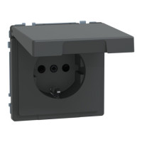 Розетка с крышкой, заземлением и шторками IP44 16а Schneider SysD антрацит MEG2314-6034