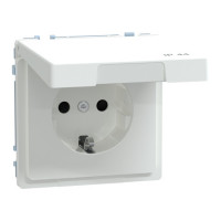 Розетка с крышкой, заземлением и шторками IP44 16а Schneider SysD белый лотос MEG2314-6035