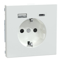 Розетка с заземлением, шторками и usb a+c 16а Schneider SysD белый лотос MEG2367-6035
