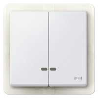 Накладка 2-клавишного выключателя с подсветкой IP44 Schneider SysM полярно-белый MEG3424-0419