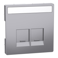 Накладка пылезащитная с полем для надписи 2хRJ45 Schneider SysD нерж.сталь MEG4574-6036