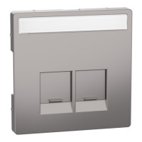 Накладка пылезащитная с полем для надписи 2хRJ45 Schneider SysD никель MEG4574-6050