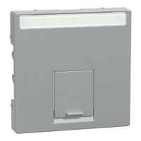 Накладка с пылезащитной шторкой 1хRJ45 Schneider SysM алюминий MTN465860