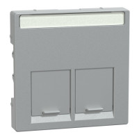 Накладка с пылезащитными шторками 2хRJ45 Schneider SysM алюминий MTN466560