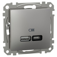 Usb-розетка тип a+c 21 вт алюміній Schneider SDD113405