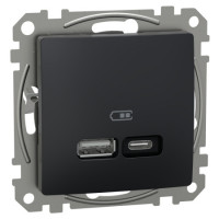 Usb-розетка тип a+c 21 вт чорний Schneider SDD114405